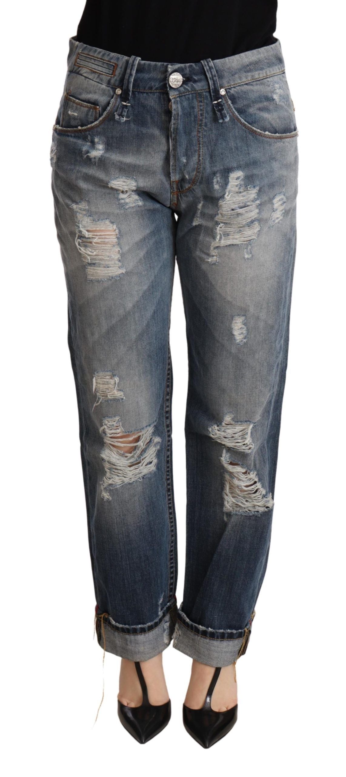 Acht Authentic Baggy-Jeans aus Denim mit mittlerer Taille