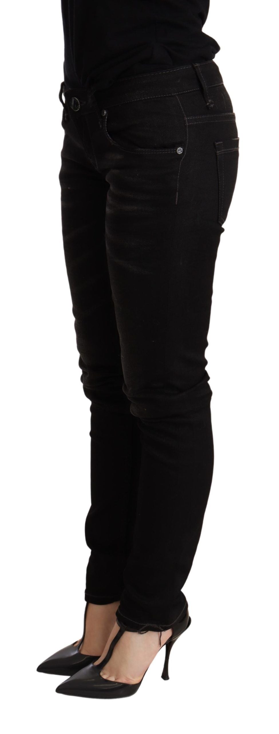Acht Chic – Schwarze Skinny-Jeans mit niedriger Taille