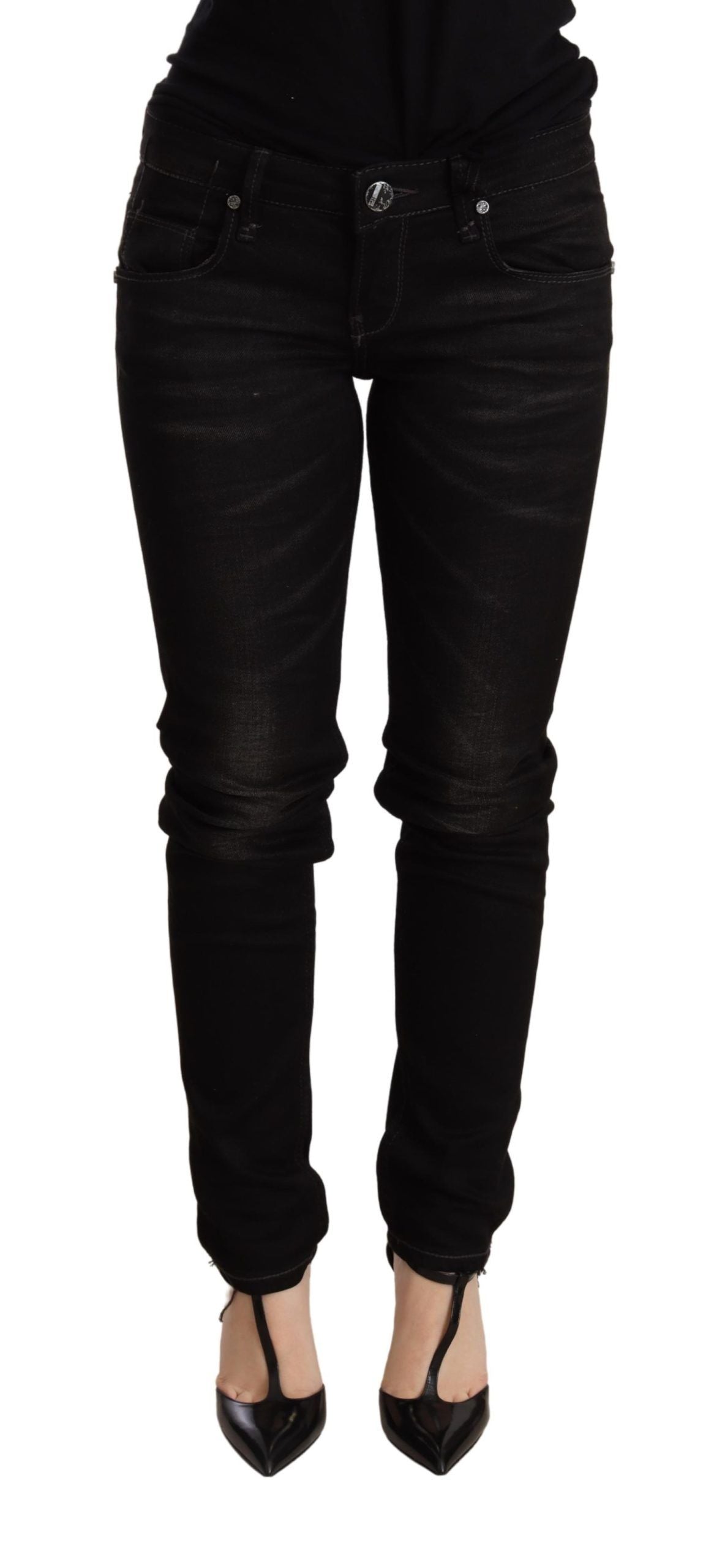 Acht Chic – Schwarze Skinny-Jeans mit niedriger Taille