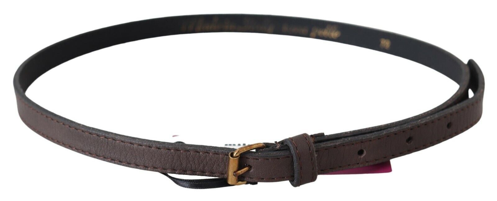 MILA SCHÖN Eleganter brauner Leder-Modegürtel mit goldfarbener Schnalle