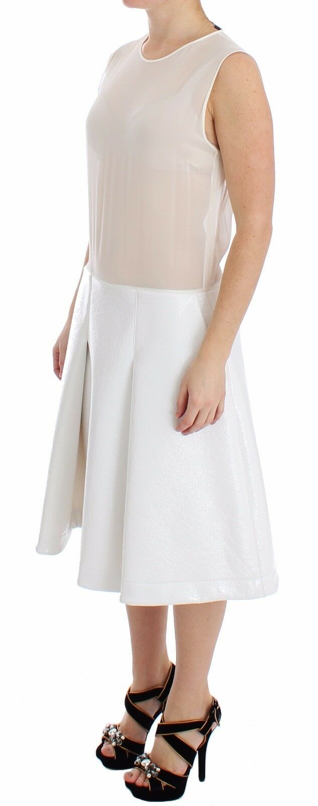 Koonhor – Elegantes weißes Trägerkleid aus Seiden-Wollmischung