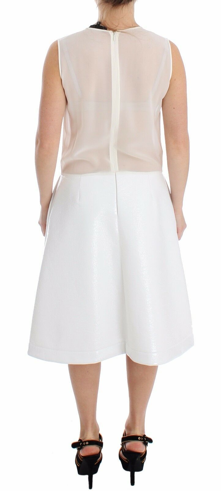 Koonhor – Elegantes weißes Trägerkleid aus Seiden-Wollmischung