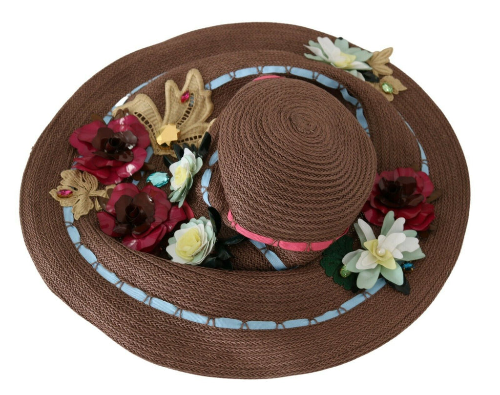Dolce &amp; Gabbana – Eleganter Schlapphut mit Blumenmuster und breiter Krempe