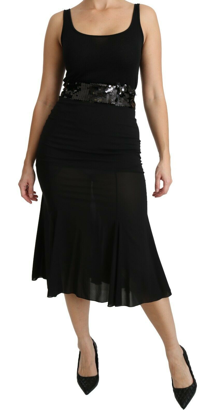 Dolce &amp; Gabbana Schicker Rock aus schwarzer Seidenmischung mit hoher Taille
