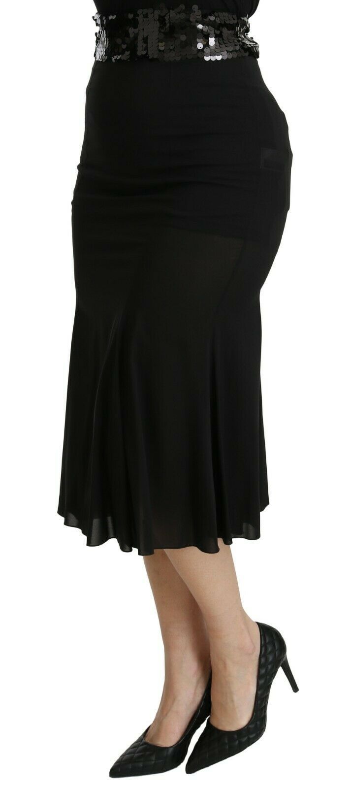 Dolce &amp; Gabbana Schicker Rock aus schwarzer Seidenmischung mit hoher Taille