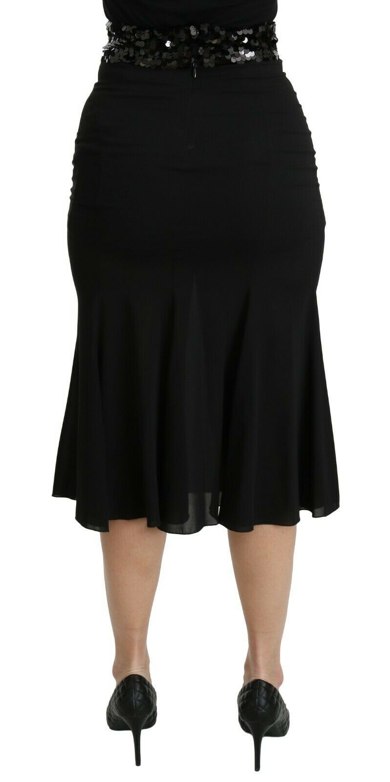 Dolce &amp; Gabbana Schicker Rock aus schwarzer Seidenmischung mit hoher Taille