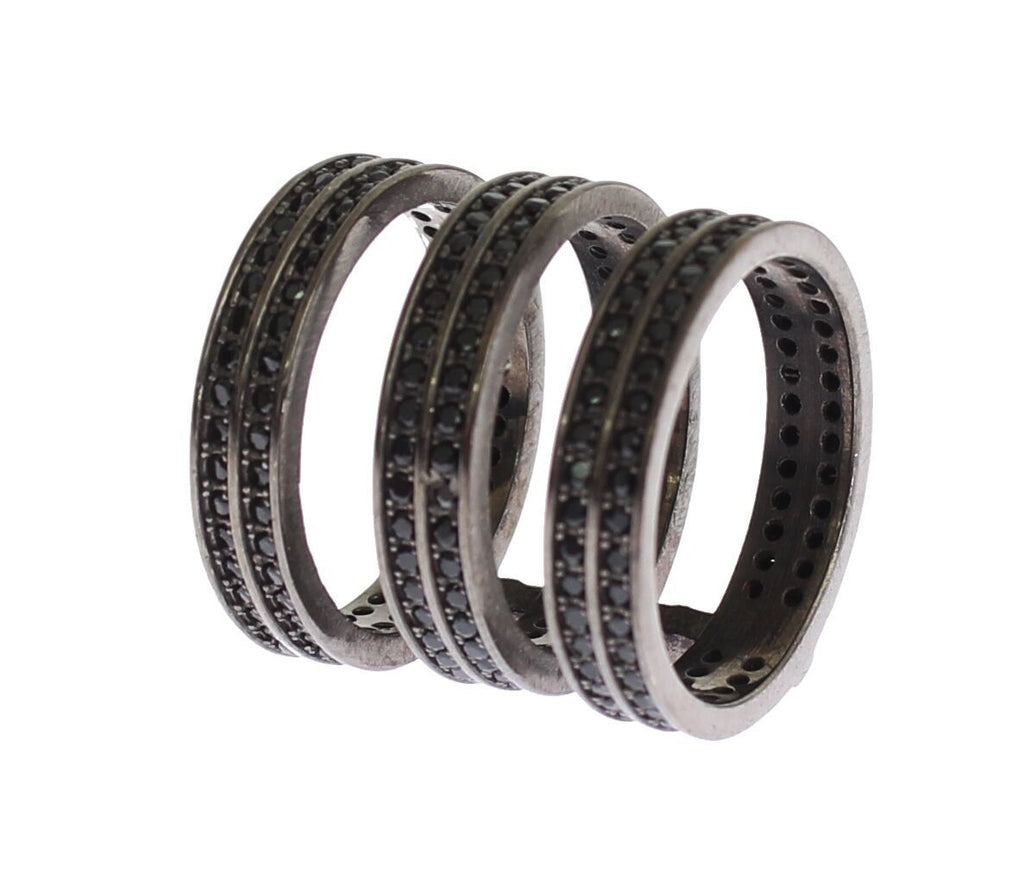 Nialaya Chic Sterlingsilber-Ring mit schwarzem Kristall