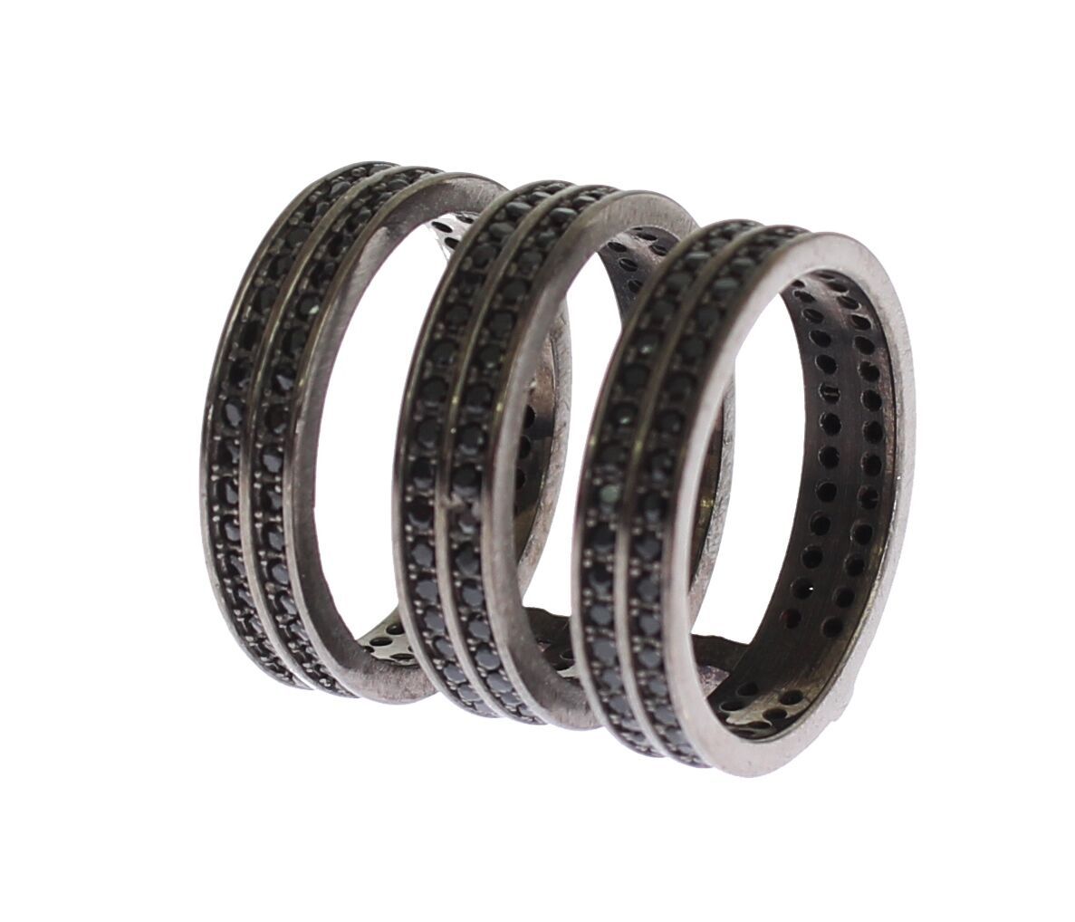 Nialaya Chic Sterlingsilber-Ring mit schwarzem Kristall