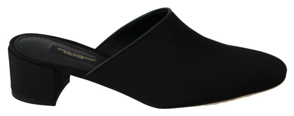 Dolce &amp; Gabbana – Schicke Slide-Sandalen aus schwarzem Ripsband