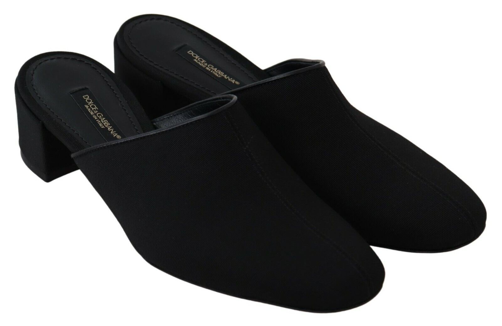Dolce &amp; Gabbana – Schicke Slide-Sandalen aus schwarzem Ripsband