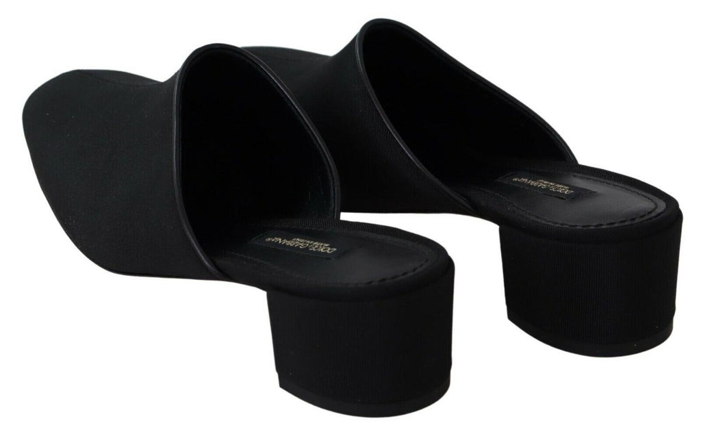 Dolce &amp; Gabbana – Schicke Slide-Sandalen aus schwarzem Ripsband