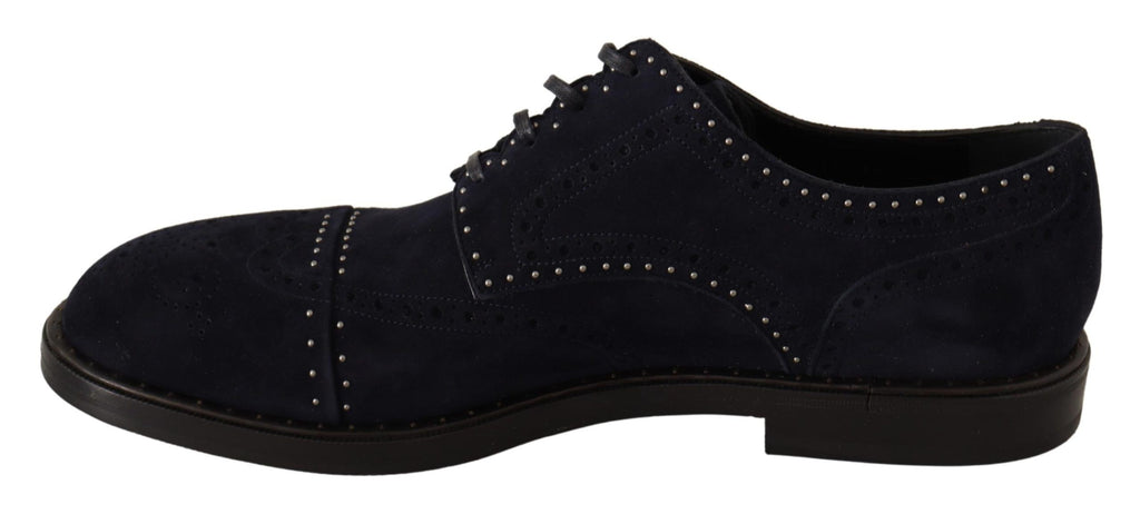 Dolce &amp; Gabbana Elegante Wildleder-Derby-Schuhe mit silbernen Nieten
