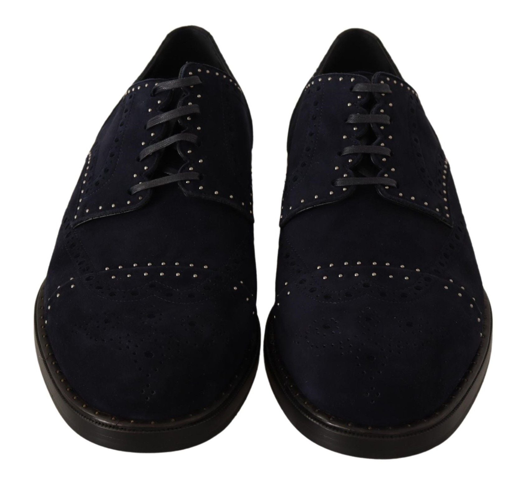 Dolce &amp; Gabbana Elegante Wildleder-Derby-Schuhe mit silbernen Nieten