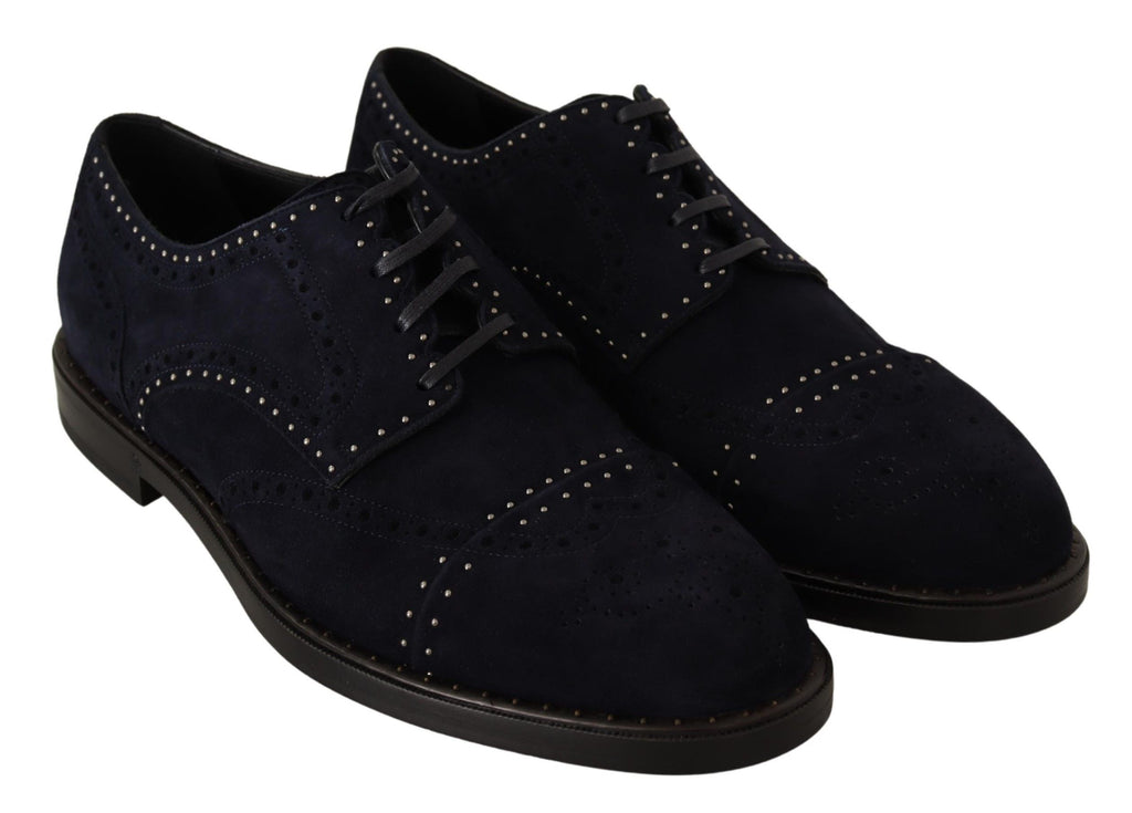 Dolce &amp; Gabbana Elegante Wildleder-Derby-Schuhe mit silbernen Nieten