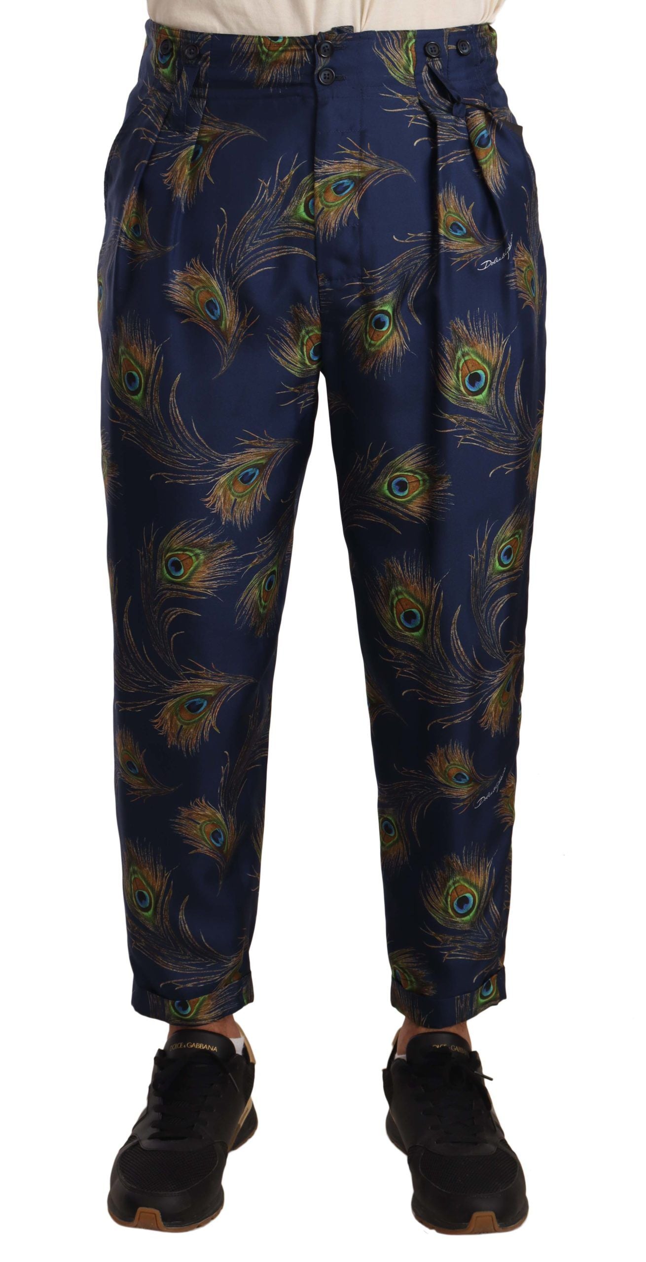 Dolce &amp; Gabbana – Exquisite Seidenhose mit Pfauenprint