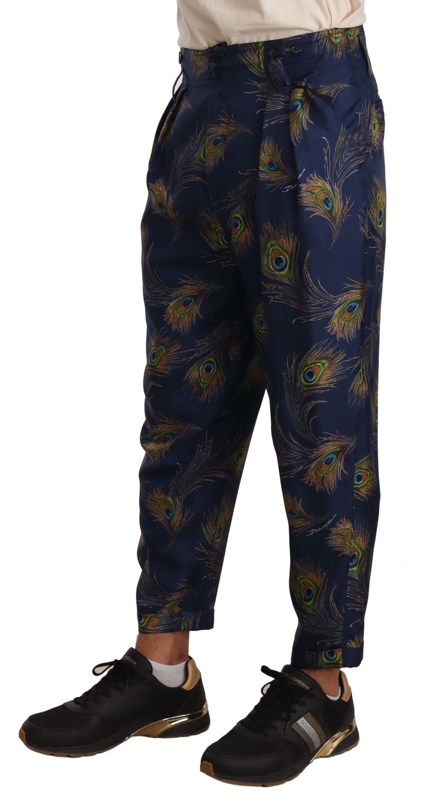 Dolce &amp; Gabbana – Exquisite Seidenhose mit Pfauenprint