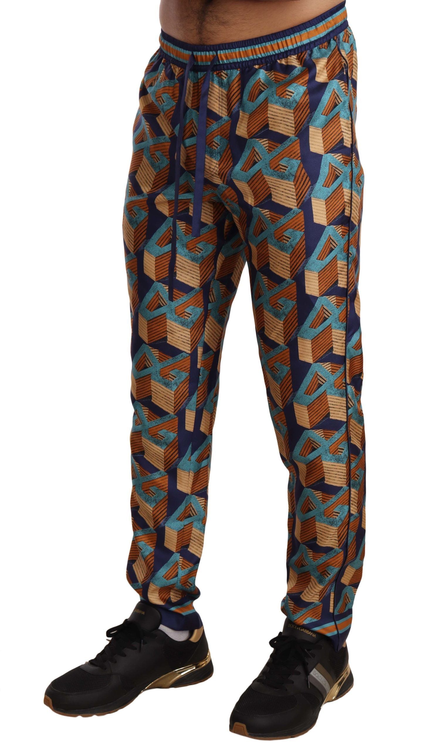 Dolce &amp; Gabbana – Elegante Jogginghose aus Seide mit lebendigem Druck