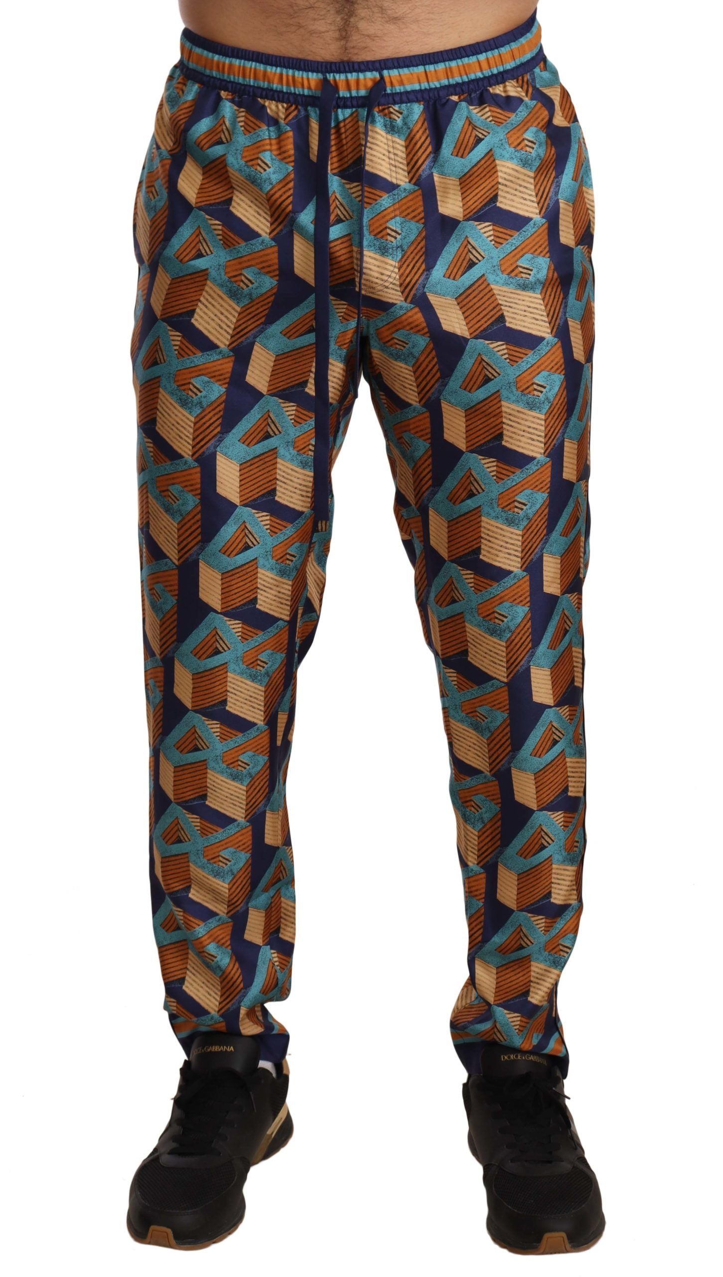 Dolce &amp; Gabbana – Elegante Jogginghose aus Seide mit lebendigem Druck