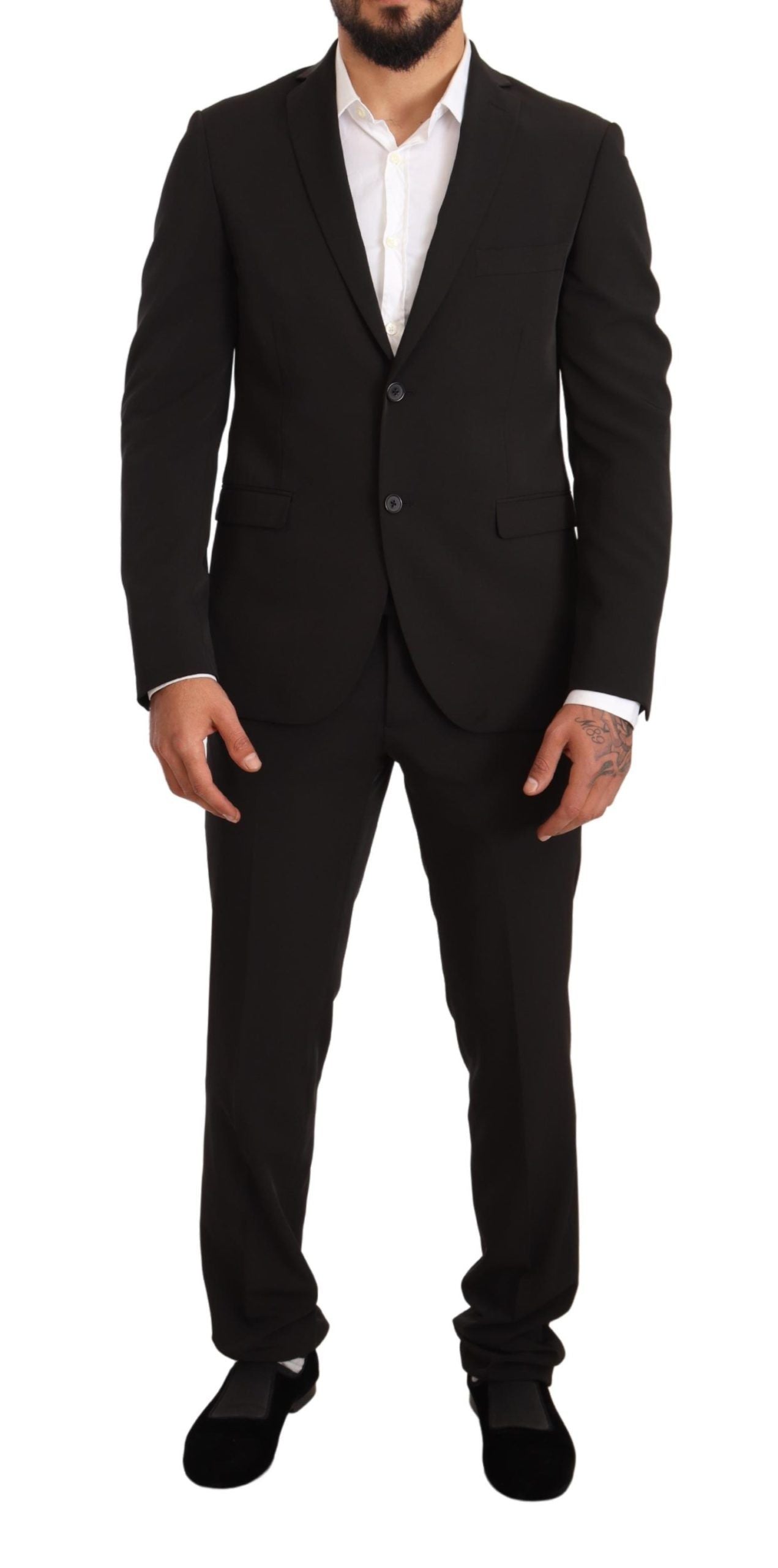 Domenico Tagliente Black Polyester Slim 2 Piece Set TAGLIENTE Suit