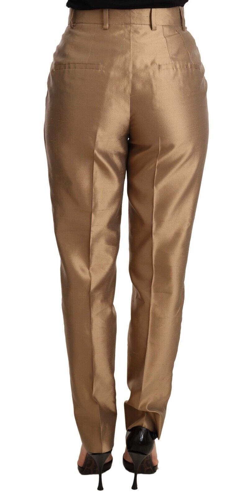 Dolce &amp; Gabbana Elegante, konisch zulaufende Seidenhose in Gold