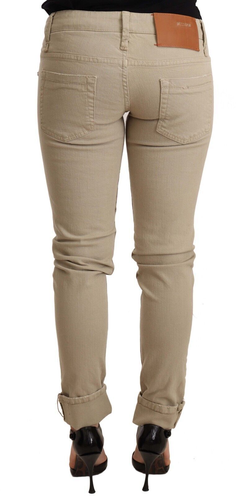 Acht Beige Slim Fit Chic Jeans aus Baumwolle
