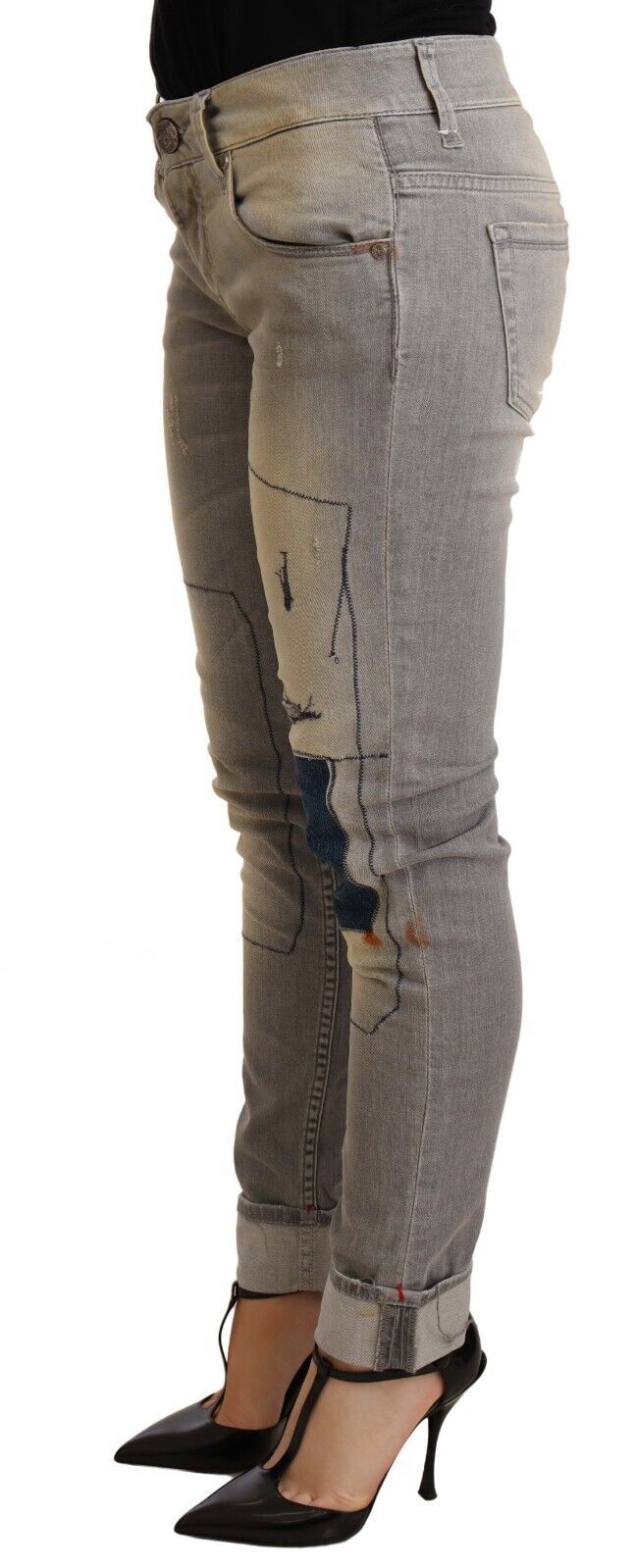 Acht Chic Slim Fit Jeans aus grau verwaschenem Denim