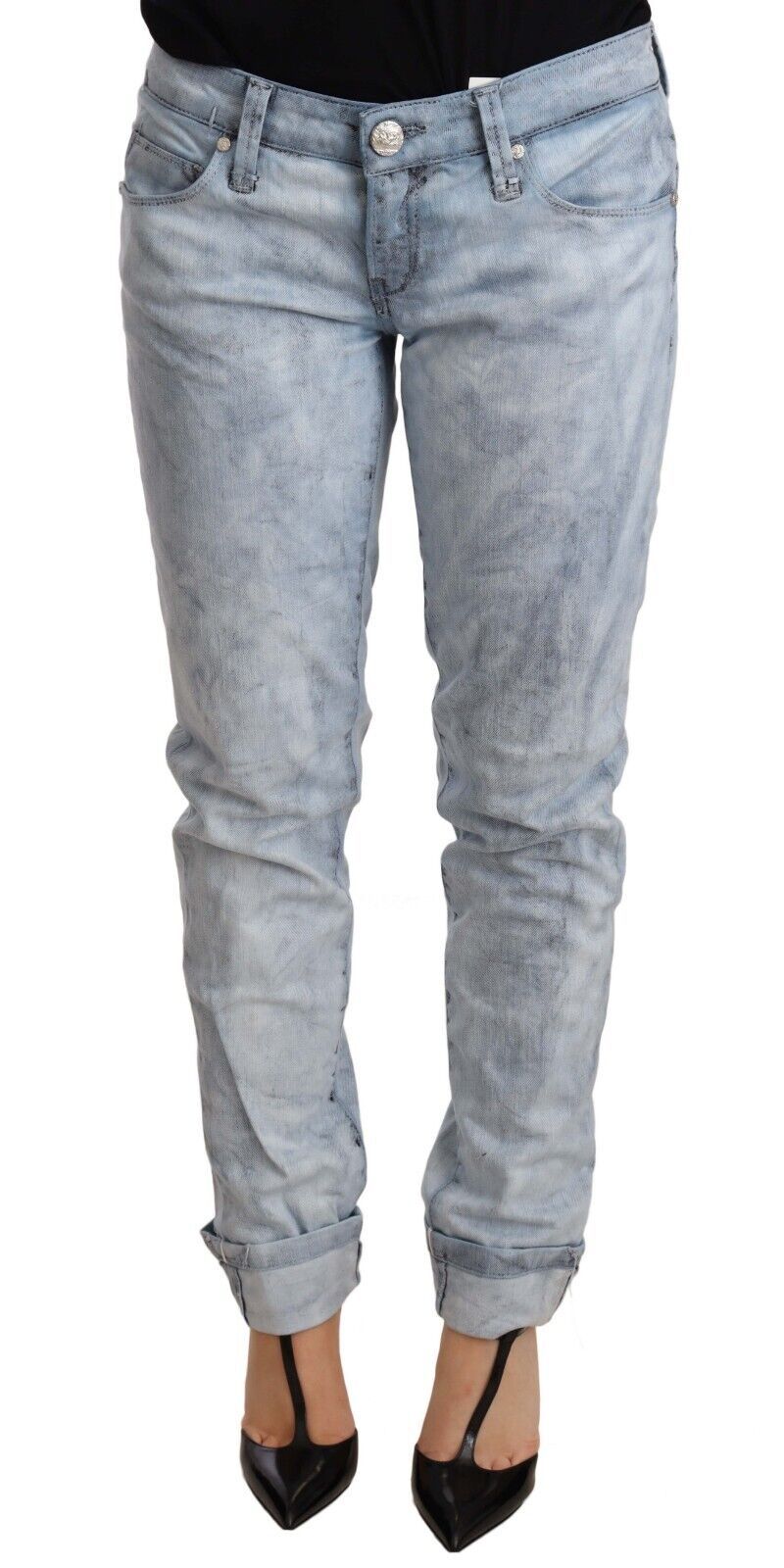 Acht Chic Hellblaue Push-Up-Jeans