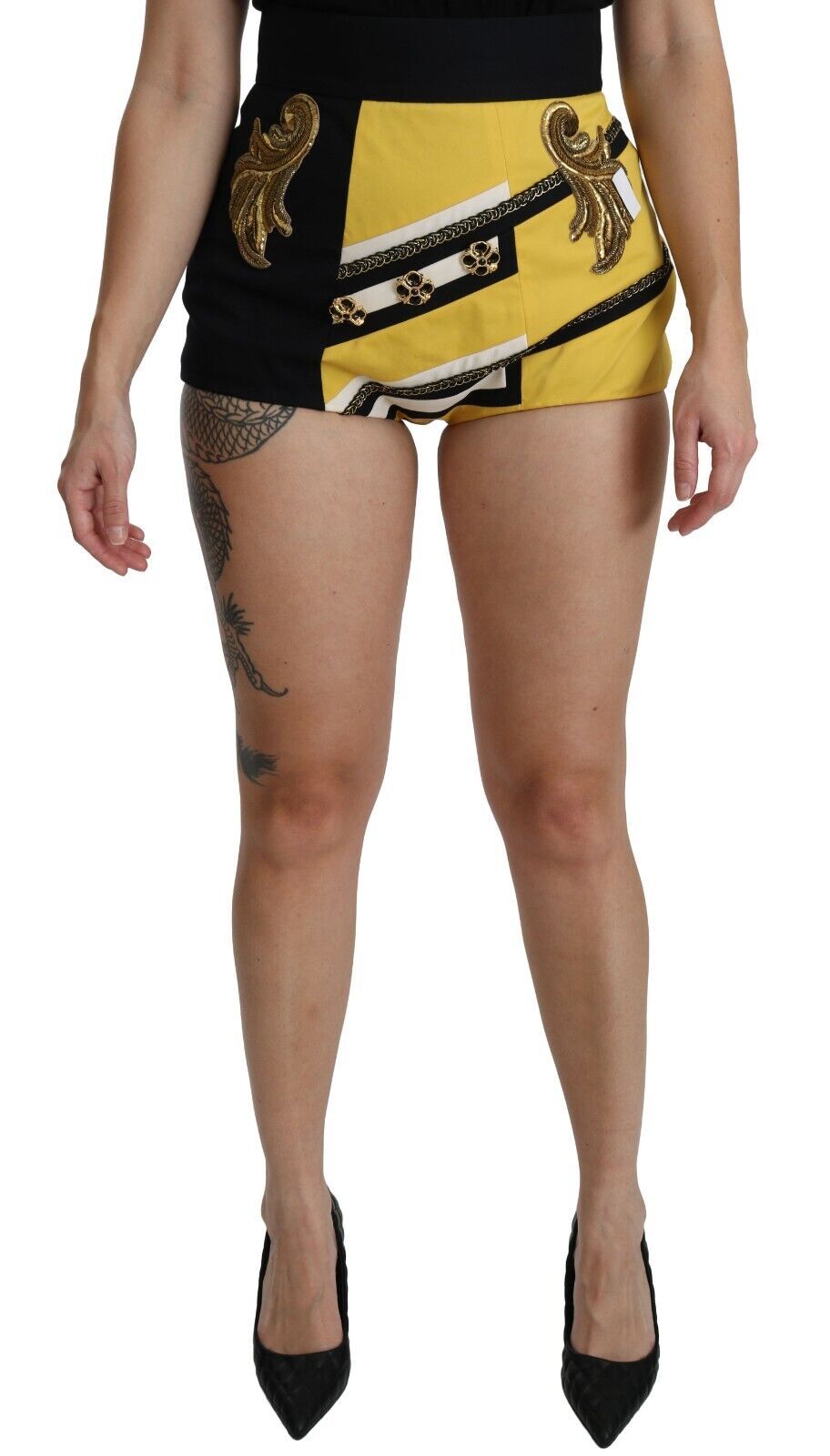 Dolce &amp; Gabbana – Mini-Shorts mit hoher Taille und Kristallstickerei