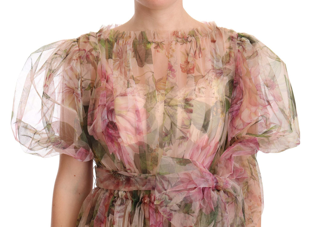 Dolce &amp; Gabbana Maxikleid aus Nylon mit Blumendruck