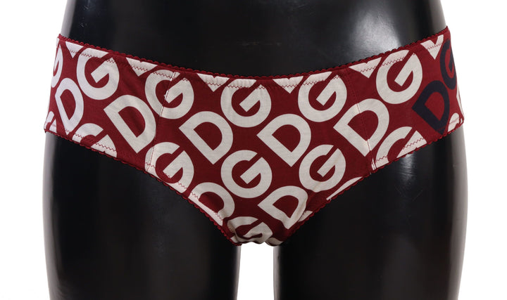 Dolce &amp; Gabbana – Schicke Badehose mit Logo in Kastanienbraun und Weiß