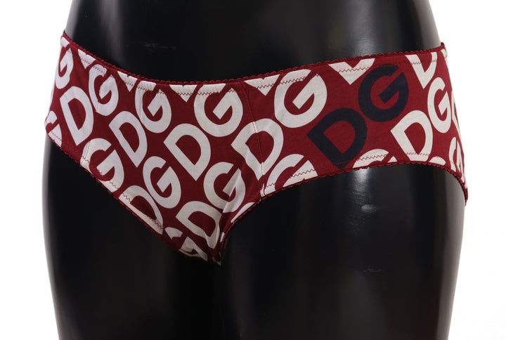 Dolce &amp; Gabbana – Schicke Badehose mit Logo in Kastanienbraun und Weiß