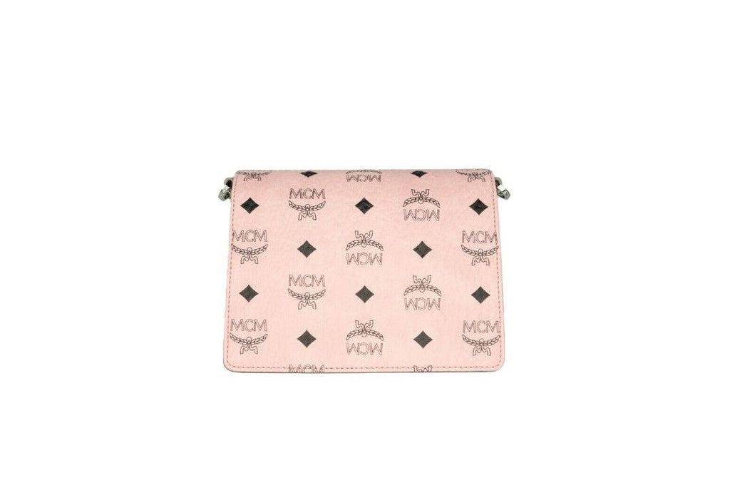 MCM Signature – Mini-Umhängetasche aus Leder mit Flap-Lock-Verschluss und Diamant-Logo in Zartrosa