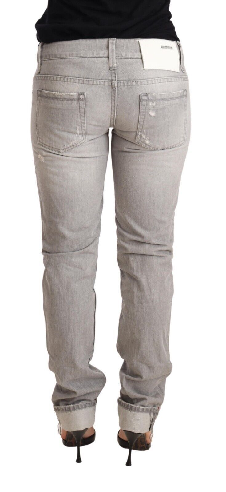 Acht Chic – Slim Fit – Zerfetzte Jeans in grauer Waschung