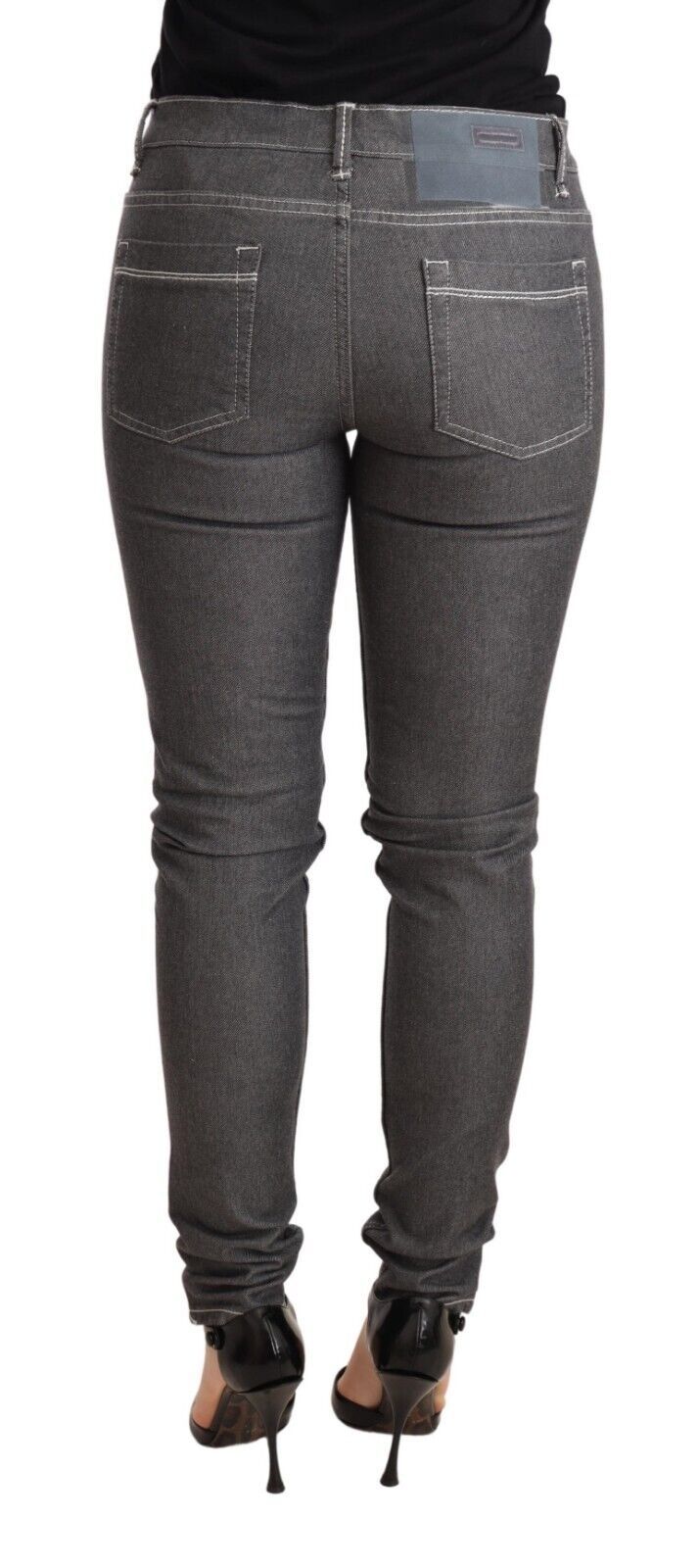 Acht Elegante graue Skinny Jeans mit mittlerer Taille