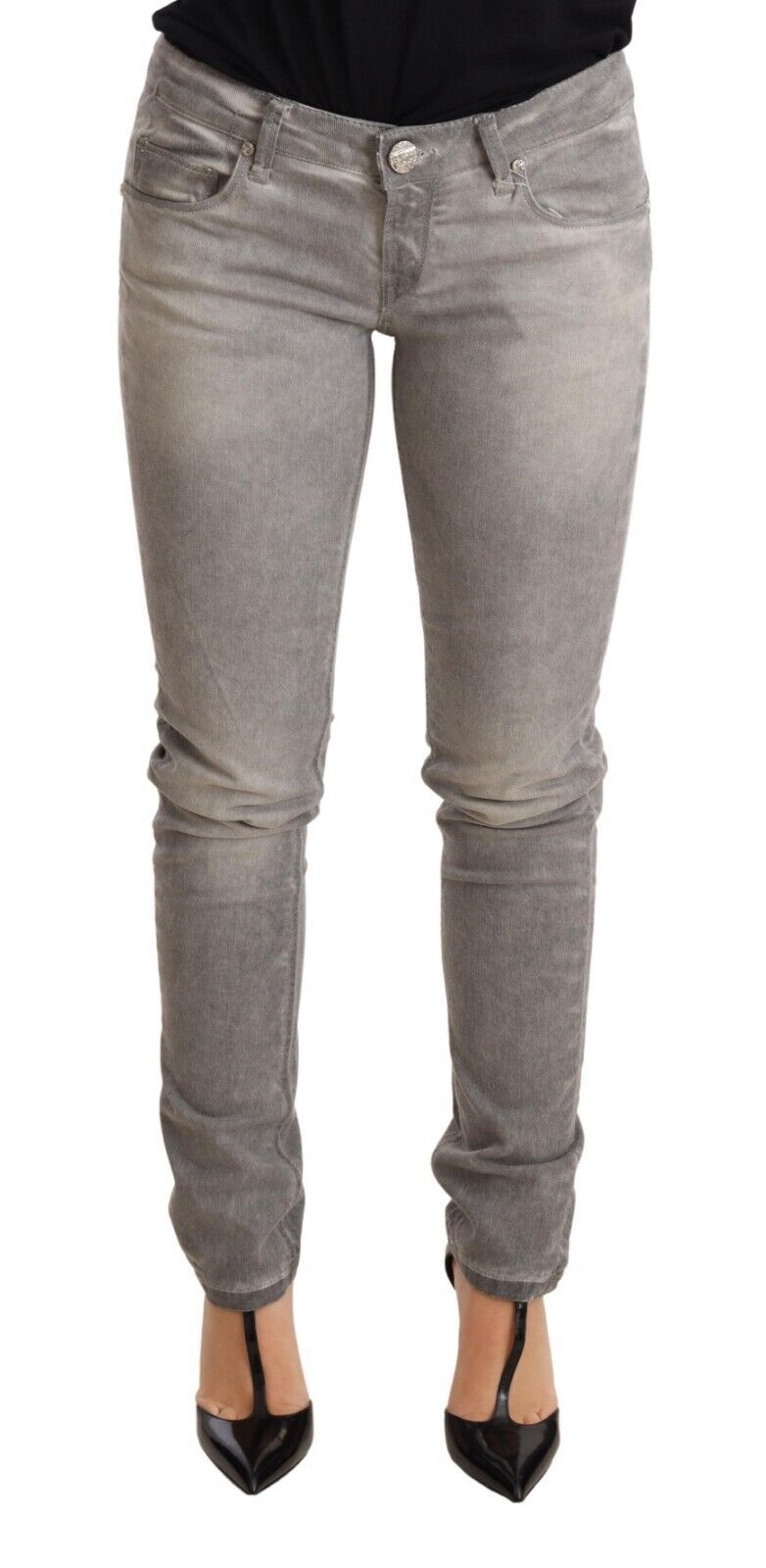 Acht Chic – Grau verwaschene Slim-Fit-Jeans aus Baumwolle