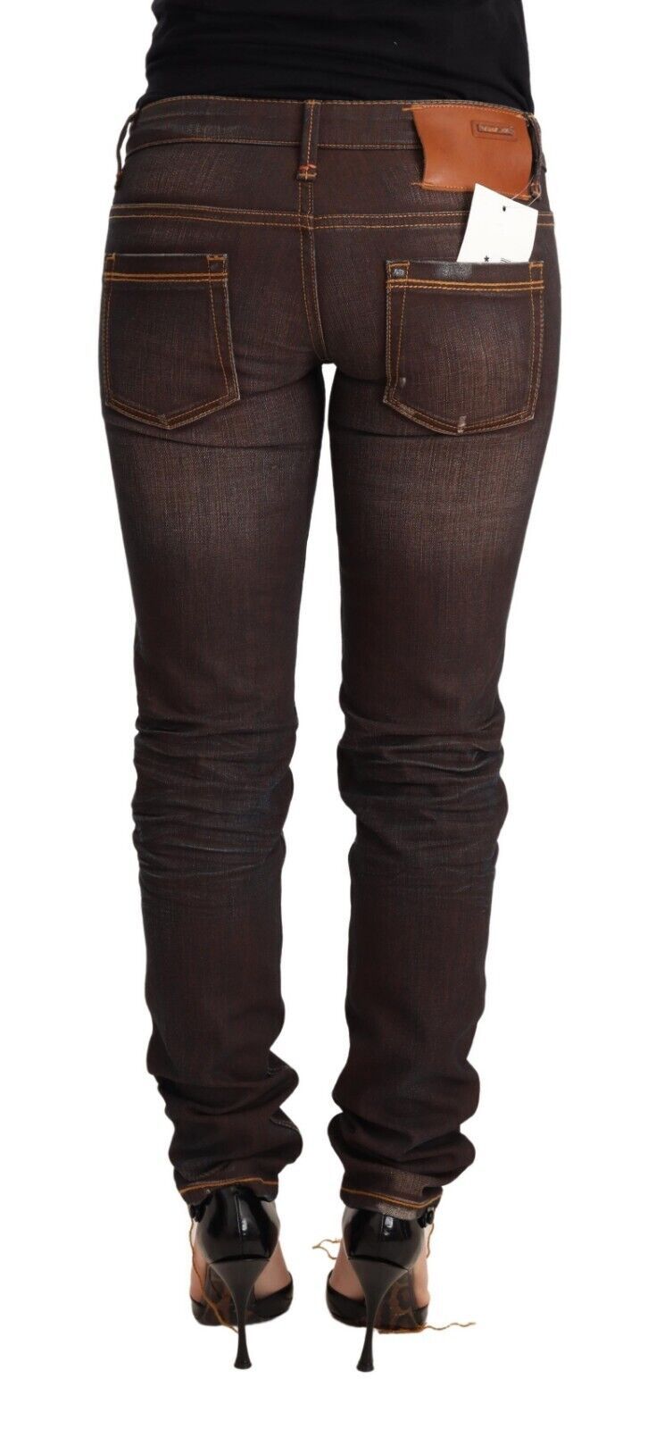 Acht Chic Skinny Jeans mit niedriger Taille in Braun