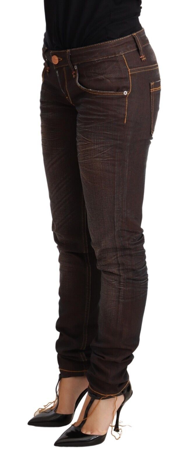 Acht Chic Skinny Jeans mit niedriger Taille in Braun