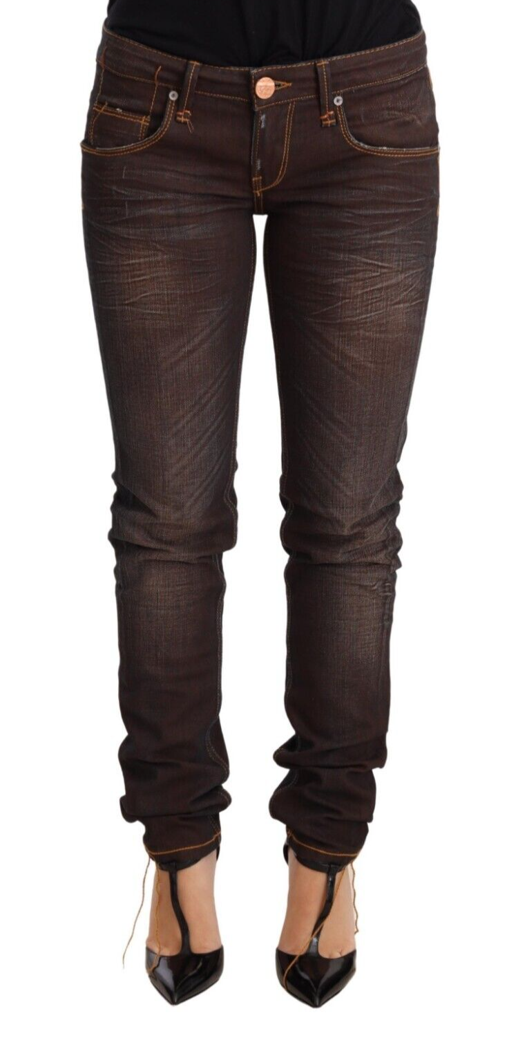 Acht Chic Skinny Jeans mit niedriger Taille in Braun
