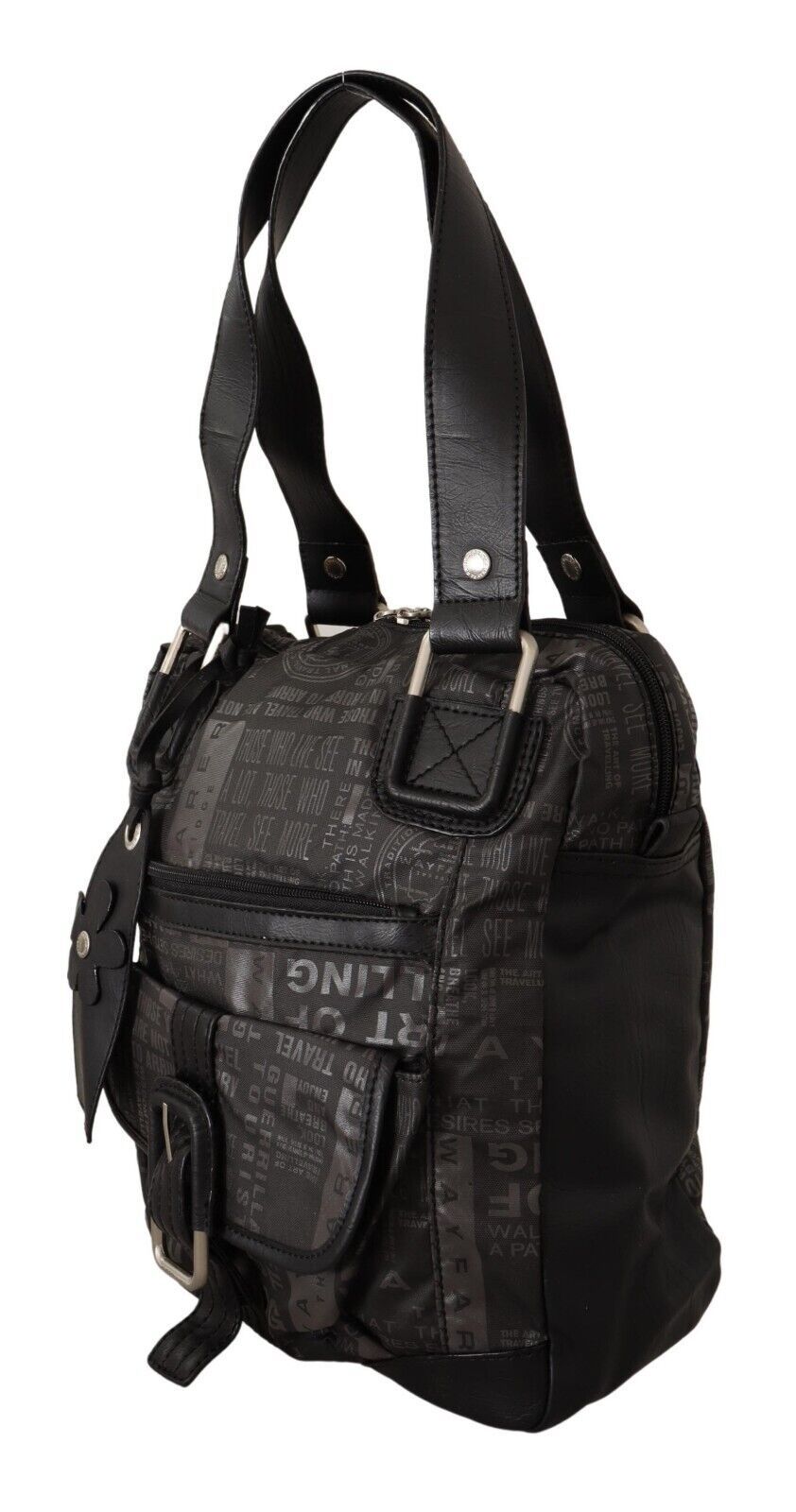 WAYFARER Schicke Schulterhandtasche aus schwarzem und grauem Stoff