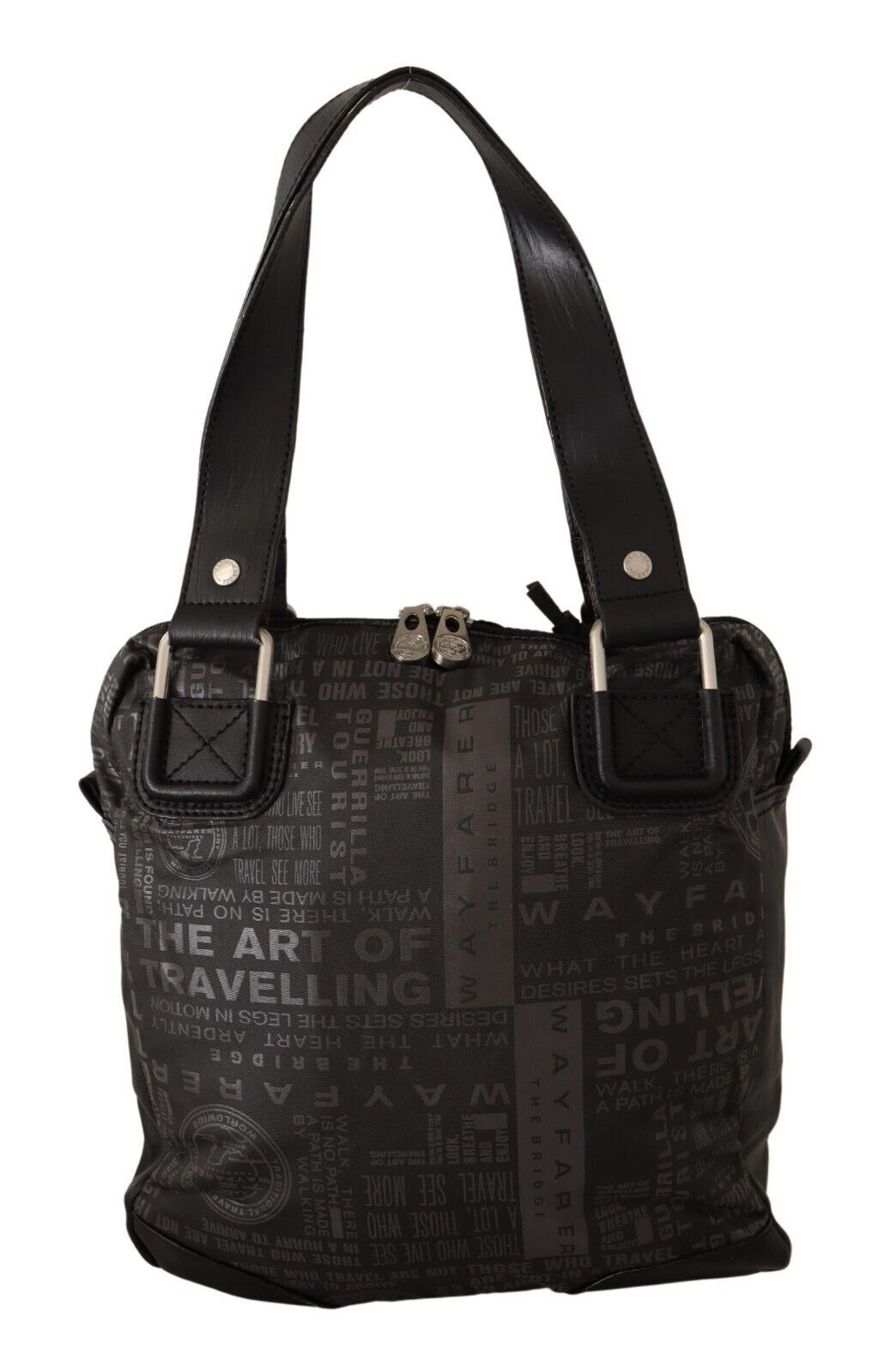 WAYFARER Schicke Schulterhandtasche aus schwarzem und grauem Stoff