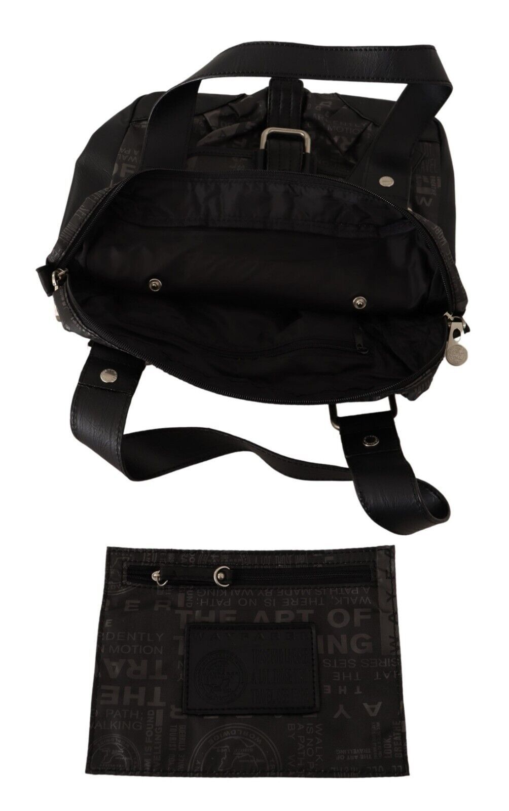 WAYFARER Schicke Schulterhandtasche aus schwarzem und grauem Stoff