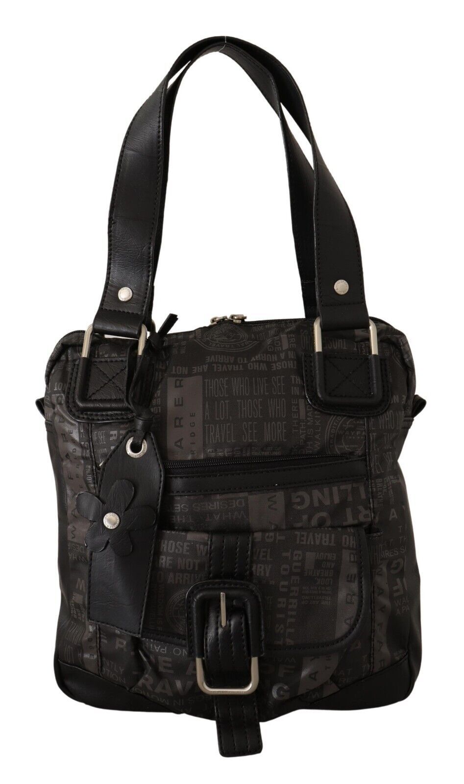 WAYFARER Schicke Schulterhandtasche aus schwarzem und grauem Stoff