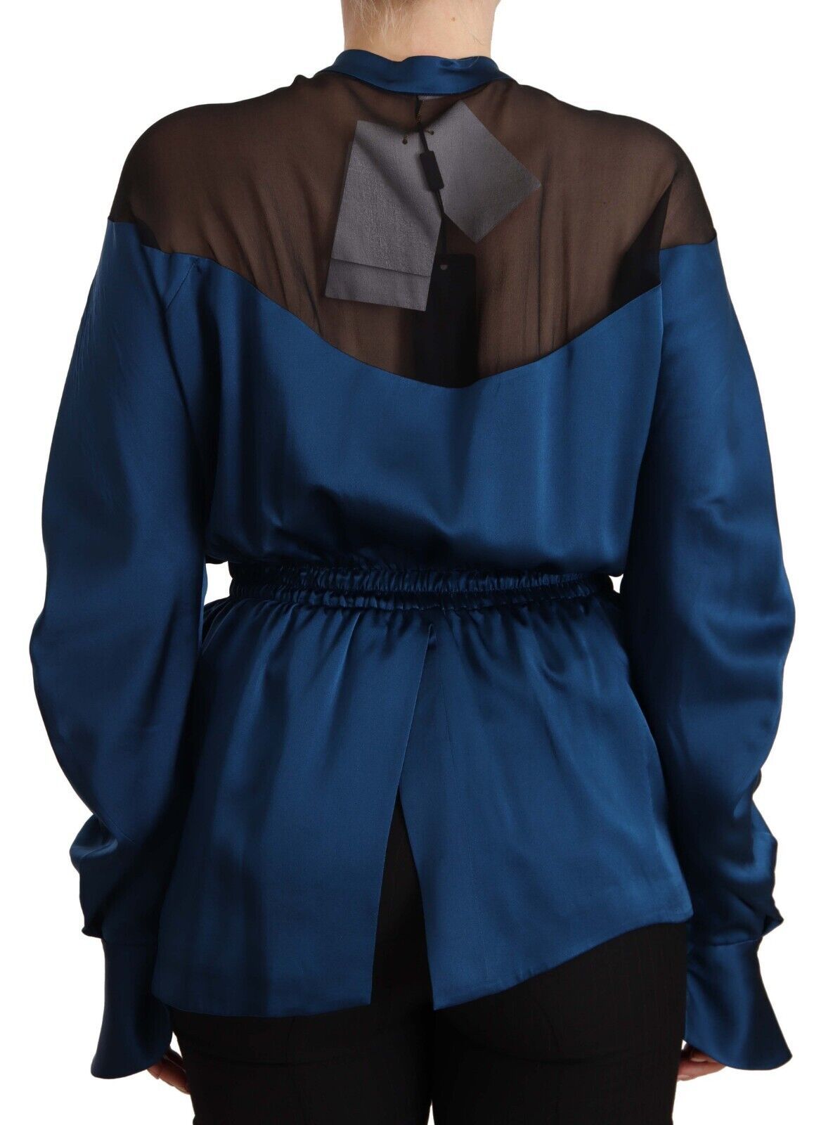 Masha Ma – Elegante Seidenbluse mit Rundhalsausschnitt in Blau