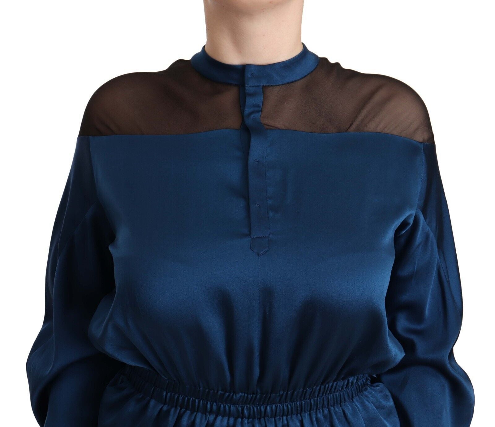 Masha Ma – Elegante Seidenbluse mit Rundhalsausschnitt in Blau