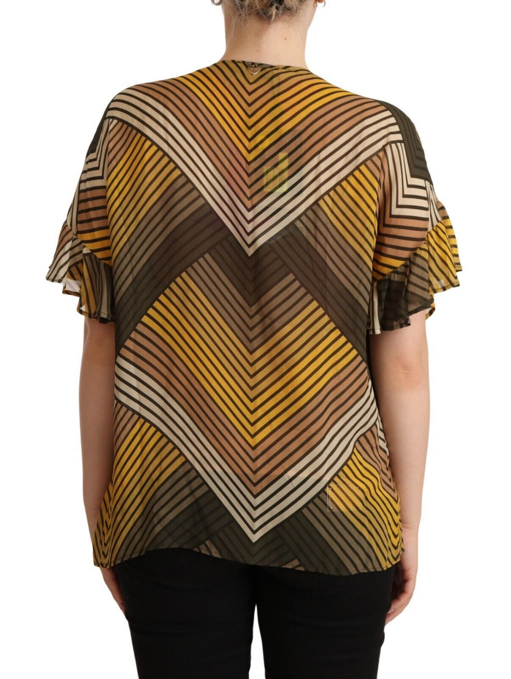 Twinset Chic – Mehrfarbig gestreifte Kurzarmbluse