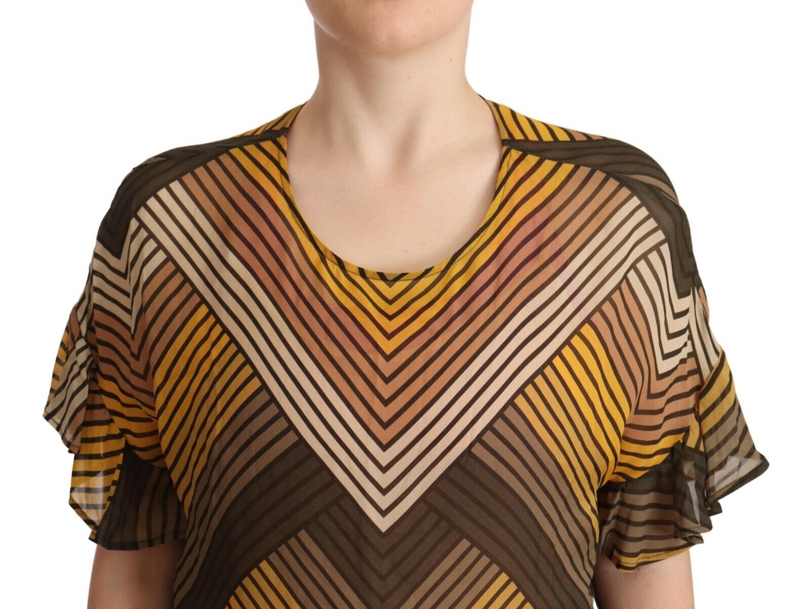 Twinset Chic – Mehrfarbig gestreifte Kurzarmbluse