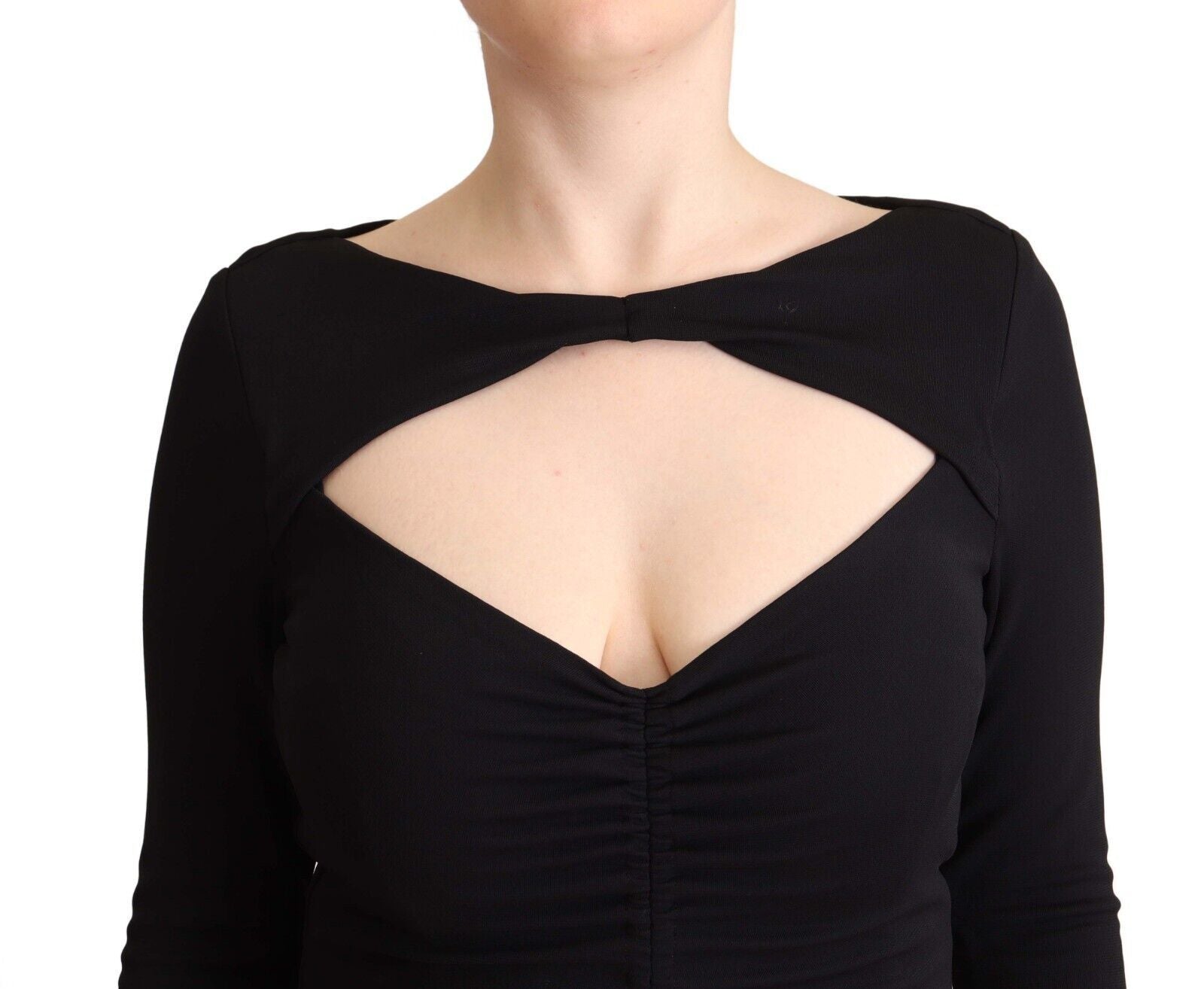 PINKO Elegantes schwarzes Nylon-Stretch-Maxikleid