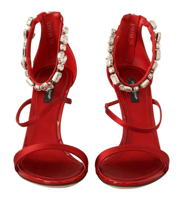 Dolce &amp; Gabbana Rote Sandalen mit Kristallverzierung