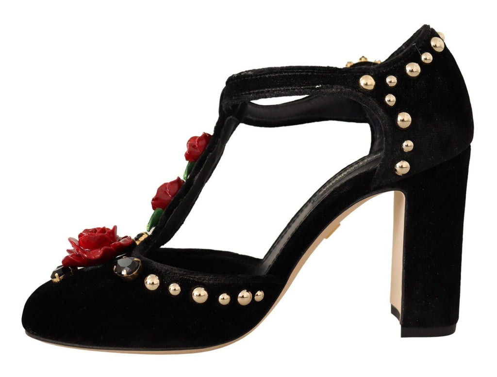 Dolce &amp; Gabbana Elegante Mary Jane Pumps aus Samt mit T-Riemen