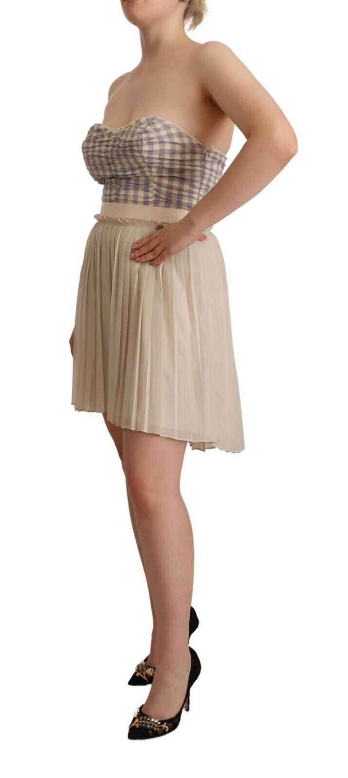 Guess – Schickes, beiges, trägerloses A-Linien-Kleid